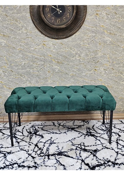 Siyah Boyalı Tel Ayaklı 90 cm Puf Bench - Puf - Bench - Kasalı Oturak - Oturak - Yatak Ucu Puf Yeşil Renk 90 x 41 Boyut/ebat fiyatları