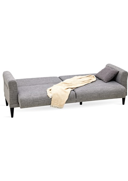 Loreto Plus 3'lü Yataklı Koltuk, Keten Dokulu - Koyu Gri