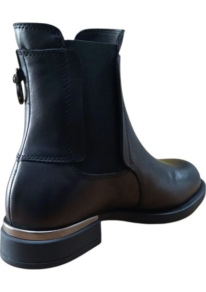 D25KB - 8325 - B Kadın Hakiki Deri Lastikli Kısa Topuklu Bot Siyah modelleri