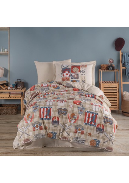 Victory Bej - Poplin Studio Tek Kişilik Nevresim Takımı