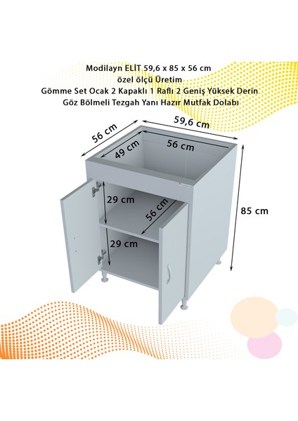 Duffy Ankastre Mutfak Dolabı Gömme Dolap 60X85X56 cm fiyatları