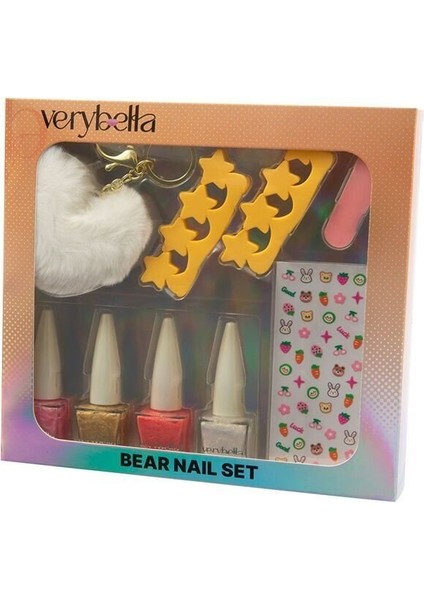 VRB61000 Very Bella - Bear Tırnak Seti (4 Farklı Renk Oje+Sticker+Törpü+Anahtar)