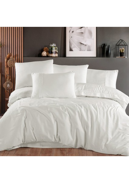 Kristal Krem - Çift Kişilik 300 Tc Tencel Düz Saten Nevresim Takımı
