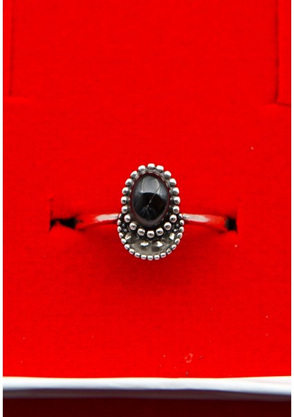 925 Ayar Kadın Gümüş Oltu Taşı Yüzük SY00068