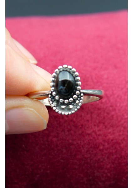 925 Ayar Kadın Gümüş Oltu Taşı Yüzük SY00068 fiyatları