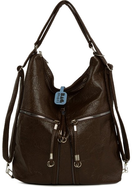 Kahverengi Yumuşak Dokulu Elcik Detaylı Askılı ve Sırt Salaş Çanta