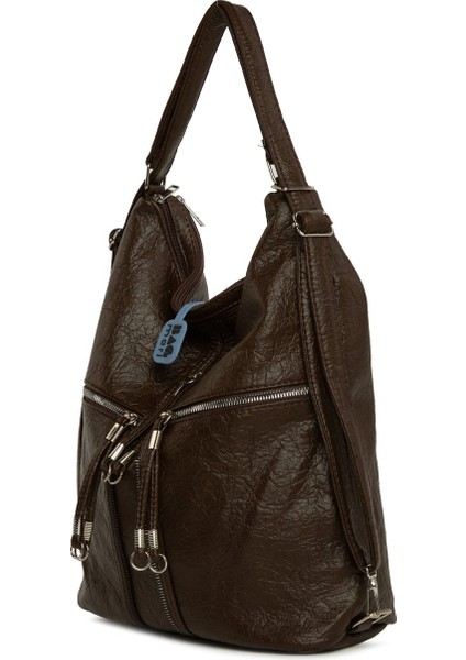 Kahverengi Yumuşak Dokulu Elcik Detaylı Askılı ve Sırt Salaş Çanta fiyatları