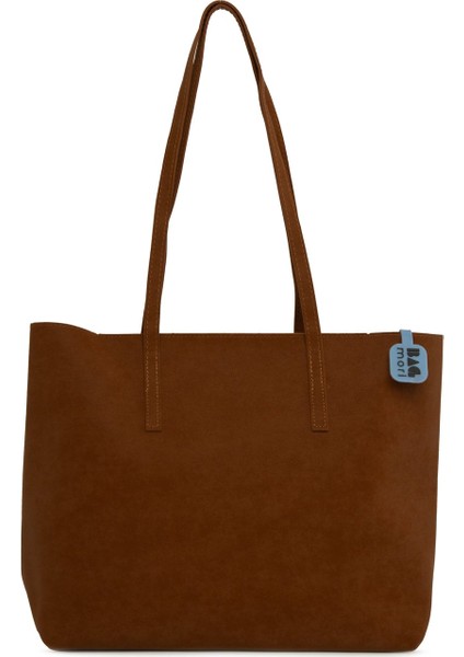 Taba Ince Askılı Fermuarlı Nubuk Tote Çanta