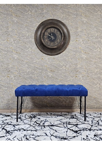 Siyah Boyalı Tel Ayaklı 90 cm Puf Bench - Puf - Bench - Kasalı Oturak - Oturak - Yatak Ucu Puf Mavi Renk 90 x 41 Boyut/ebat modelleri