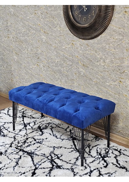Siyah Boyalı Tel Ayaklı 90 cm Puf Bench - Puf - Bench - Kasalı Oturak - Oturak - Yatak Ucu Puf Mavi Renk 90 x 41 Boyut/ebat fırsatları