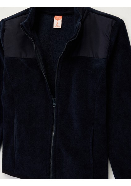 Uzun Kollu Cepli Dik Yaka Fermuarlı Polar Sweatshirt modelleri