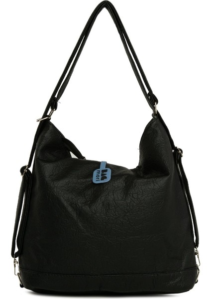 Siyah Yumuşak Dokulu Çift Çapraz Fermuarlı Askılı ve Sırt Salaş Çanta modelleri