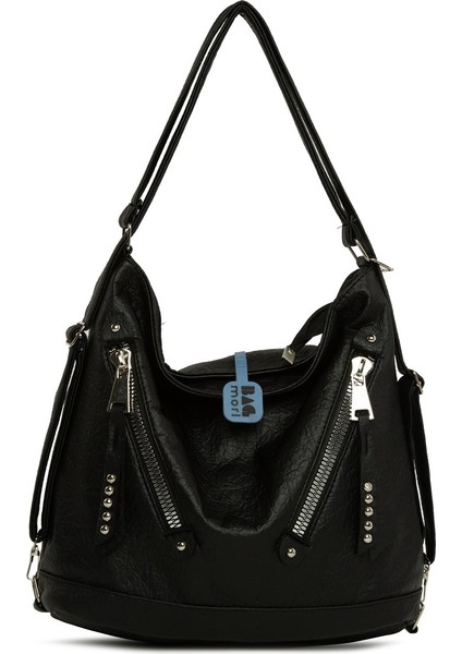 Siyah Yumuşak Dokulu Çift Çapraz Fermuarlı Askılı ve Sırt Salaş Çanta fırsatları