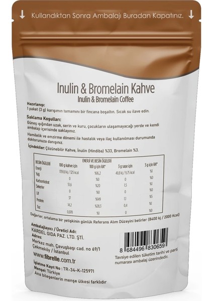 Inülin-Bromelain Kahve Detox 60 Adet 3gr Saşe 180G fiyatları