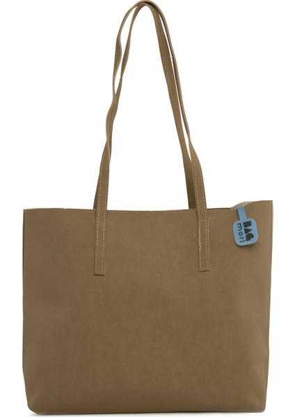 Vizon Ince Askılı Fermuarlı Nubuk Tote Çanta