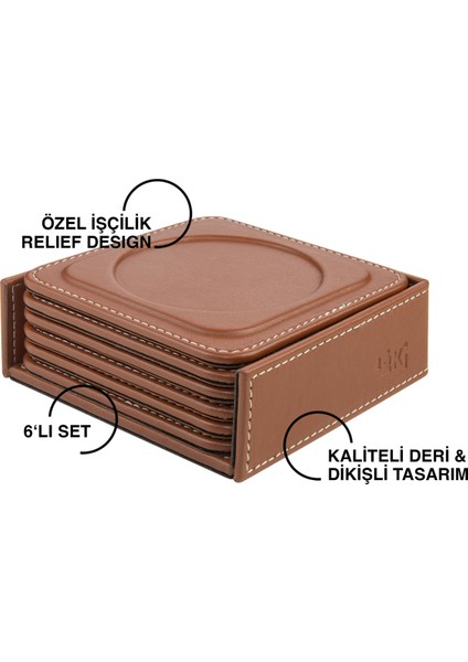 Bardak Altlığı,6’lı Set,masaüstü Yuvarlak Cup Coaster,vegan Suni DERI,11X11 Cm.,taba fiyatları