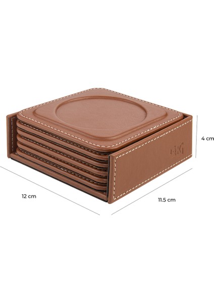 Bardak Altlığı,6’lı Set,masaüstü Yuvarlak Cup Coaster,vegan Suni DERI,11X11 Cm.,taba modelleri