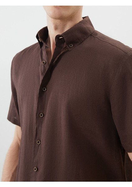Yeni Sezon Regular Fit Kısa Kollu %100 Keten Erkek Gömlek modelleri
