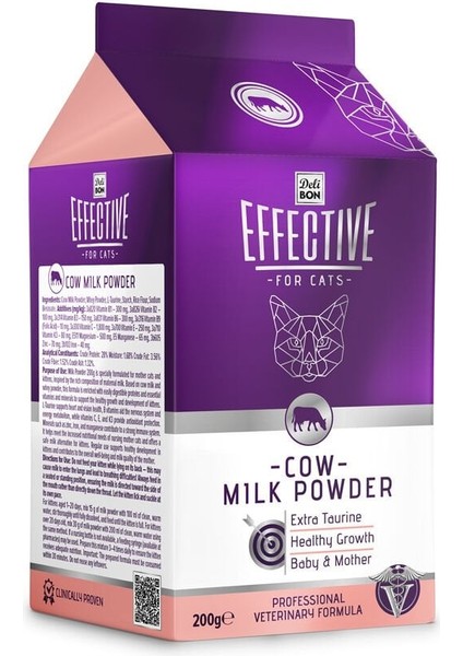 Effective Kedi Takviye Ürünleri Inek Süt Tozu 200GR
