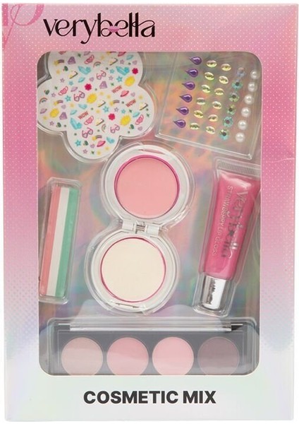 VRB83000 Very Bella Güzellik Seti (Saç Tebeşiri+Far+Yüz Boyası+Lip Gloss+Sticker