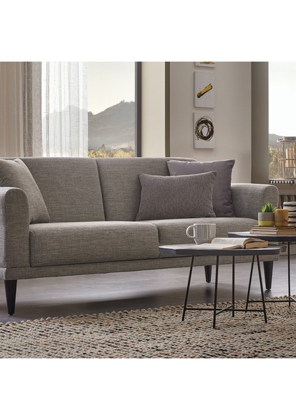 Loreto Plus 2'li Yataklı Koltuk, Keten Dokulu - Koyu Gri modelleri