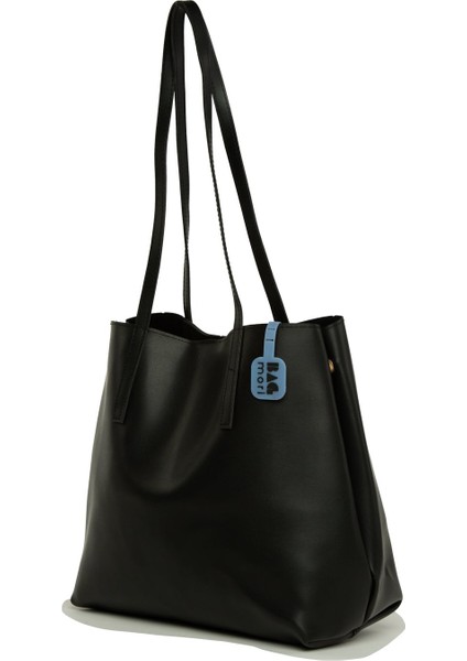 Siyah Yandan Çıtçıtlı Ince Askılı Tote Çanta fiyatları