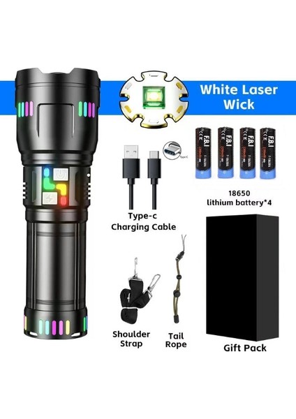 Pro F-3002 Alüminyum Tg LED Gece Şeritli Type-C Şarjlı El Feneri fırsatları