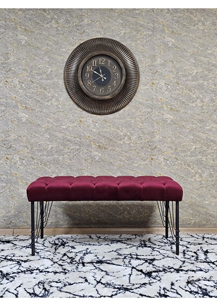 Siyah Boyalı Tel Ayaklı 90 cm Puf Bench - Puf - Bench - Kasalı Oturak - Oturak - Yatak Ucu Puf Bordo Renk 90 x 41 Boyut/ebat modelleri