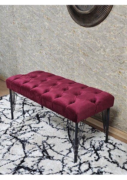 Siyah Boyalı Tel Ayaklı 90 cm Puf Bench - Puf - Bench - Kasalı Oturak - Oturak - Yatak Ucu Puf Bordo Renk 90 x 41 Boyut/ebat fırsatları