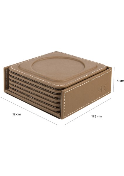 Bardak Altlığı,6’lı Set,masaüstü Yuvarlak Cup Coaster,vegan Suni DERI,11X11 Cm.,vizon modelleri