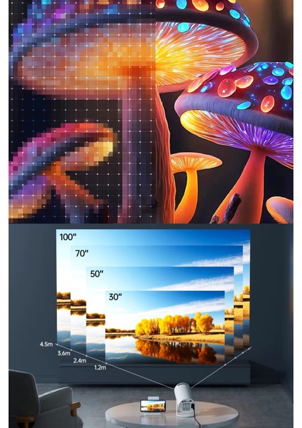 Taşınabilir 1080P Android Projektör, Kablosuz Mini Ev Sineması, 4K Görüntü Kalitesi fırsatları