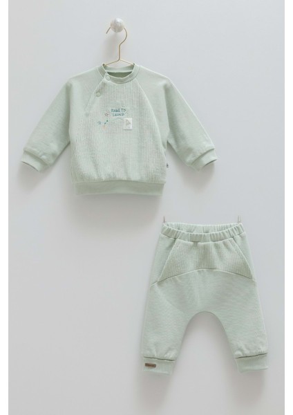 Color World Kanguru Cepli Pantolon Alt Üst Takım - Caramell - TKE1986 - Yeşil - 6 - 9 Ay - TKE1986-YEŞIL-6 - 9 Ay Yeşil