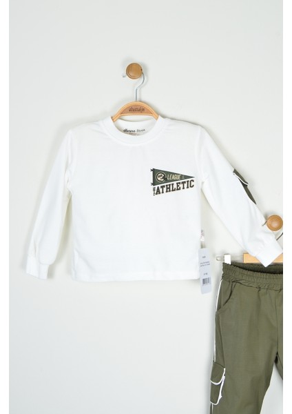 Çantalı Athletic Baskılı 3 Parça Sweatshirt, Pantolon, Çanta Erkek Çocuk Takımı (2-5 Yaş) modelleri