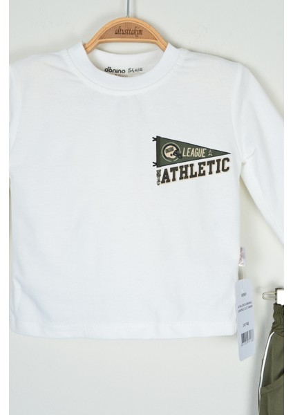 Çantalı Athletic Baskılı 3 Parça Sweatshirt, Pantolon, Çanta Erkek Çocuk Takımı (2-5 Yaş) fırsatları