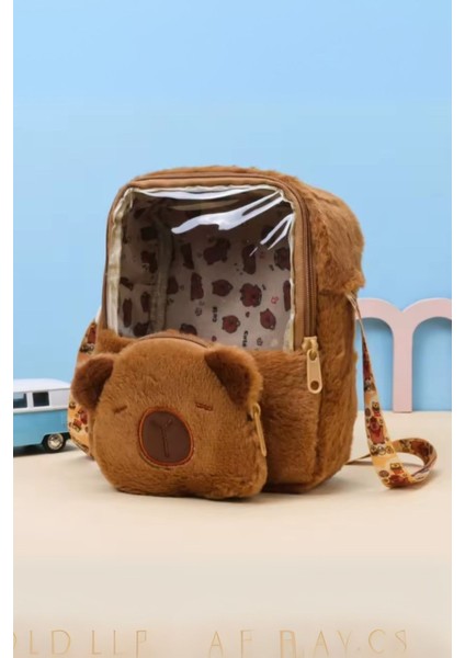 Şeffaf Gözlü Uyuyan Capybara Omuz Çantası
