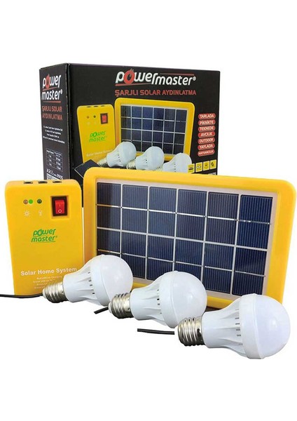 Solar Aydınlatma Seti Çok Uçlu 3 Ampullü