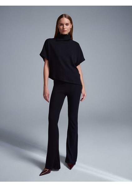 71910 Yüksek Bel Örme Pantolon-Siyah modelleri