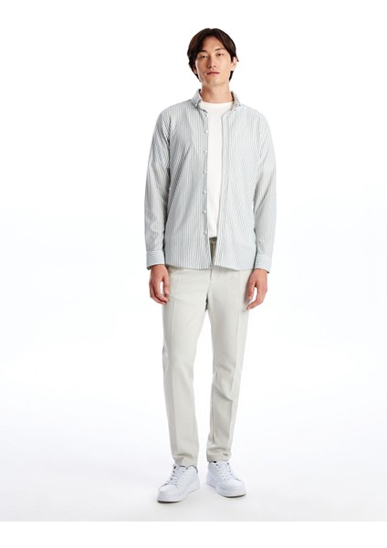 Yeni Sezon Slim Fit Uzun Kollu Çizgili Oxford Erkek Gömlek fiyatları