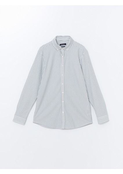 Yeni Sezon Slim Fit Uzun Kollu Çizgili Oxford Erkek Gömlek indirimleri