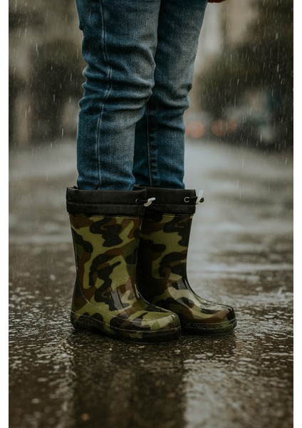 Unisex Çocuk Kamuflaj Desenli Yağmur Çizmesi fiyatları