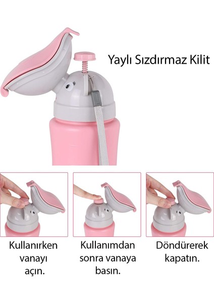 Pembe Çocuk Tuvalet Adaptörü, Sızdırmaz Kapaklı, Eğitici Lazımlık Seti