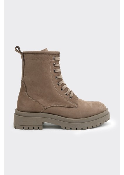 Hakiki Deri Fermuarlı Kadın Uzun Bot