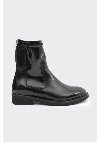 Hakiki Deri Arkadan Fermuarlı Kadın Bot