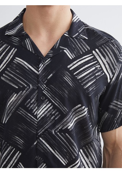 Yeni Sezon Regular Fit Kısa Kollu Desenli Viskon Erkek Gömlek modelleri