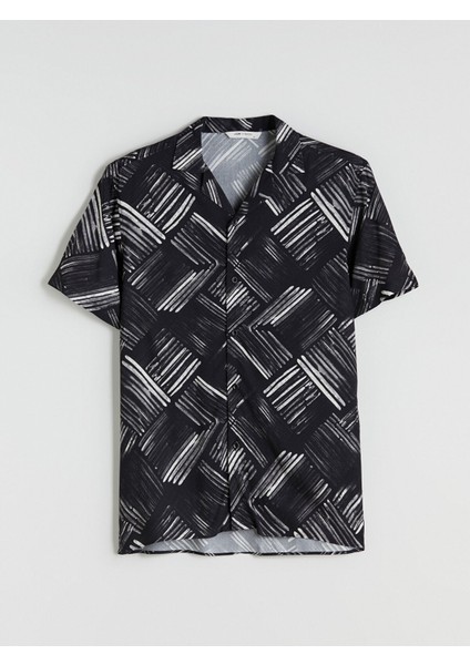Yeni Sezon Regular Fit Kısa Kollu Desenli Viskon Erkek Gömlek indirimleri