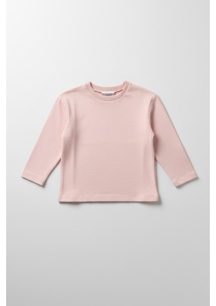 Kız Çocuk Basic Pamuklu Somon Rengi Uzun Kollu Tişört modelleri