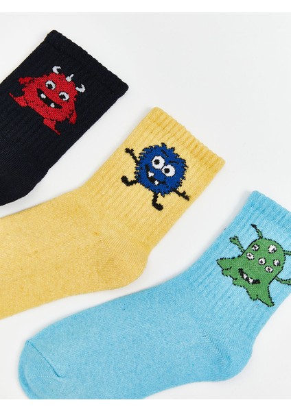 Yeni Sezon Baskılı Erkek Çocuk Patik Çorap 3'lü fiyatları