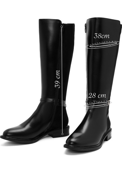 Kadın Siyah Fermuarlı Toka Detaylı Çizme 25WFE401414 fiyatları