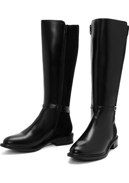 Kadın Siyah Fermuarlı Toka Detaylı Çizme 25WFE401414 modelleri