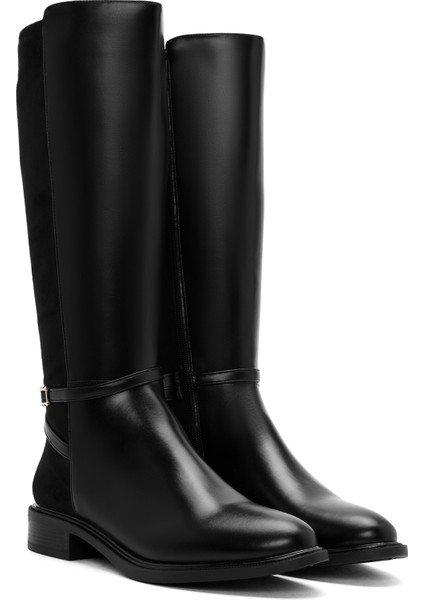 Kadın Siyah Fermuarlı Toka Detaylı Çizme 25WFE401414 indirimleri